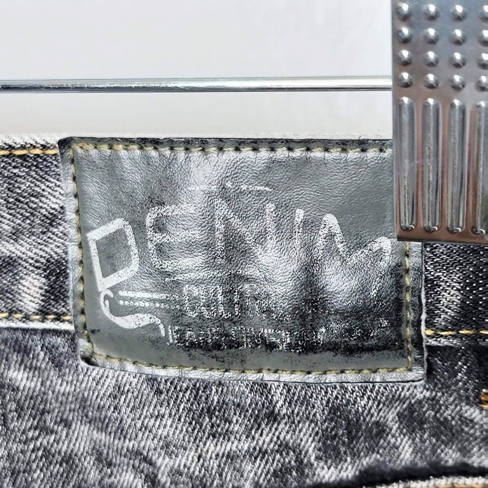 Denim Culture Men's Black Acid Wash Denim Distressed Design Front Jeans Size 38x - Picture 10 of 10